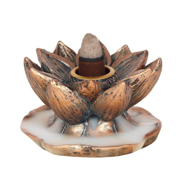 Bronze Style Lotus Backflow Incense Burner With Incense