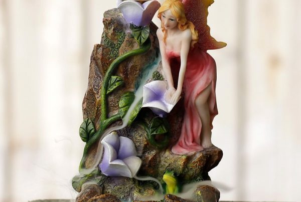 Fairy Flower Garden Waterfall Backflow Incense Burner with Incense Cone