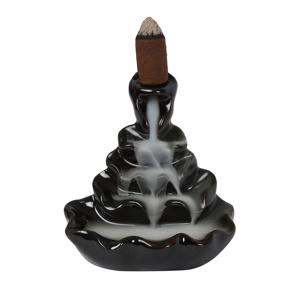 4-Tier Ripple Backflow Incense Burner with cone
