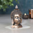 Bronze Buddha Head Backflow Incense Burner With Smoke