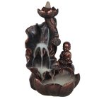 Bronze Effect Flower and Buddha Backflow Incense Burner With Cone and Smoke