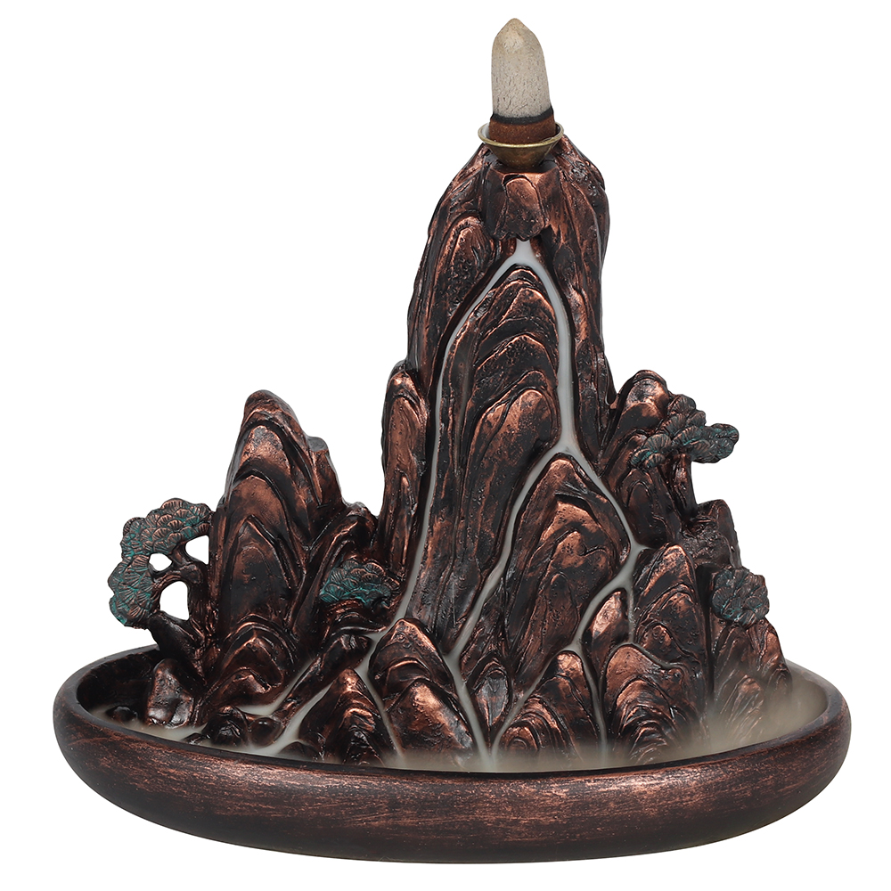 Bronze Effect Island Backflow Incense Burner with cone