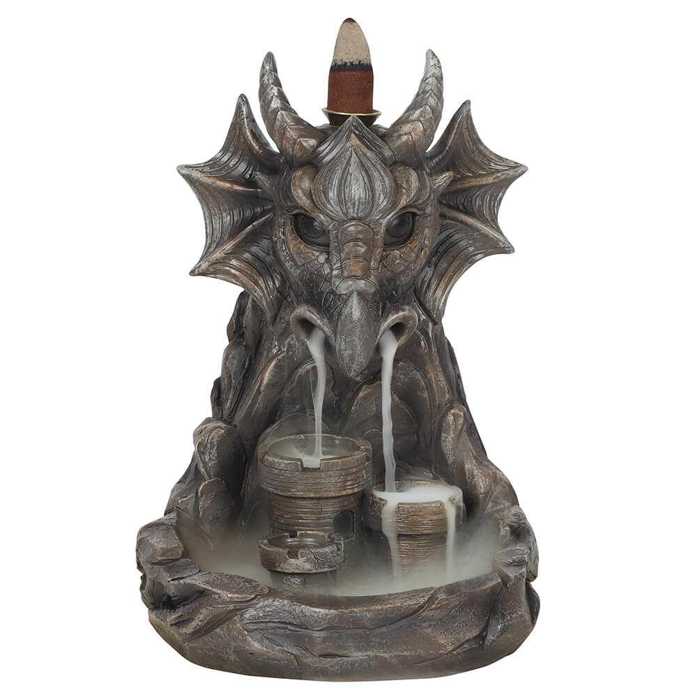 Grey Dragon Backflow Incense Burner With Cone