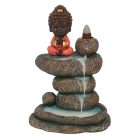 Red Buddha and Rock Pond Backflow Incense Burner With Cone