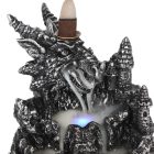Silver Dragon Backflow Incense Burner With Light Close up